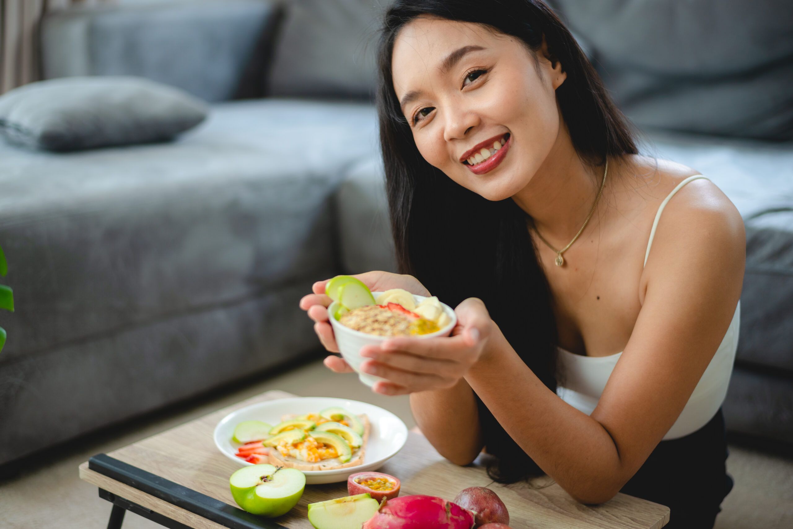 healthy clean food concept asian woman with fresh 2025 03 26 09 21 37 utc
